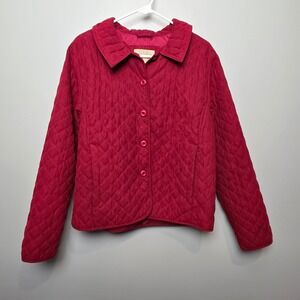 Cabela's Womens Outerwear Jacket Medium Burgundy Quilted Button Down Lined